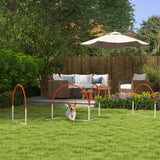 easycomfort easycomfort set agility dog 4 pezzi con 4 picchetti e borsa da trasporto in pe e abs 89x69x99 cm bianco e arancione