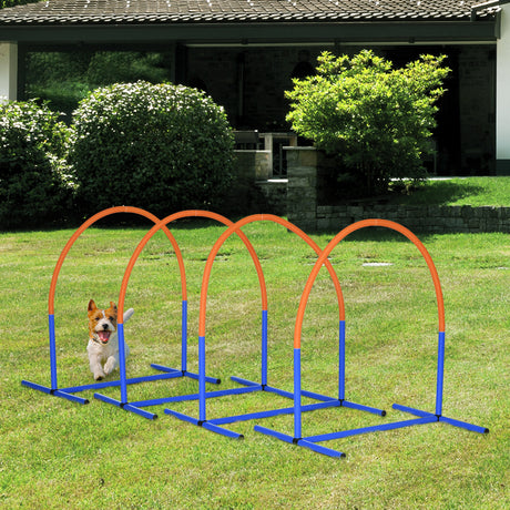 easycomfort easycomfort set agility dog con 4 archi componibili e borsa da trasporto in pe e abs 88x64x95 cm blu e arancione