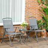 easycomfort easycomfort set da giardino 3 pezzi con 2 sedie 53 5x64x93 cm e tavolino da caffe 45x50 cm in metallo grigio chiaro