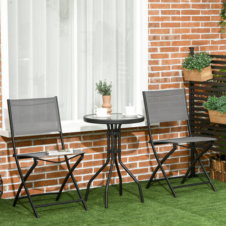 easycomfort easycomfort set da giardino 3 pezzi in acciaio con 2 sedie pieghevoli in tessuto traspirante e tavolo rotondo