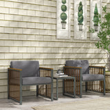 easycomfort easycomfort set da giardino 3 pezzi in rattan e acciaio con 2 sedie 66x68x68 cm e tavolino da caffe 45x45x44 cm