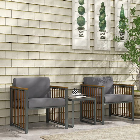 easycomfort easycomfort set da giardino 3 pezzi in rattan e acciaio con 2 sedie 66x68x68 cm e tavolino da caffe 45x45x44 cm