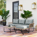 easycomfort easycomfort set da giardino 5 pezzi in rattan con 2 sedie laterali sedia centrale e 2 sgabellitavolini da caffe