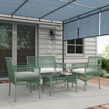 easycomfort easycomfort set da giardino in rattan da 4 pezzi con 2 poltroncine divano e tavolino da caffe verde