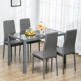 easycomfort easycomfort set da pranzo 5 pezzi con 1 tavolo da pranzo e 4 sedie moderne in similpelle metallo e vetro temperato grigio