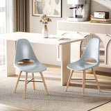 easycomfort easycomfort set di 2 sedie da pranzo in plastica e legno stile nordico con schienale curvato grigio