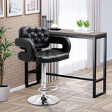 easycomfort easycomfort sgabello da bar alto con schienale e braccioli girevole con altezza regolabile e poggiapiedi finta pelle nera