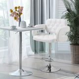 easycomfort easycomfort sgabello da bar alto con schienale e braccioli sgabello da cucina moderno girevole con altezza regolabile e poggiapiedi in finta pelle 61x50x94 114cm bianco ean 8054144130910