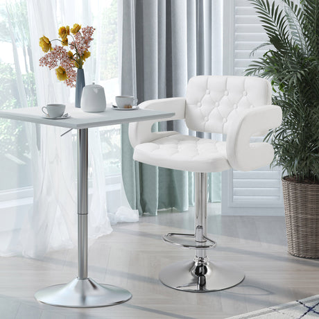 easycomfort easycomfort sgabello da bar alto con schienale e braccioli sgabello da cucina moderno girevole con altezza regolabile e poggiapiedi in finta pelle 61x50x94 114cm bianco ean 8054144130910