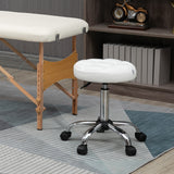 easycomfort easycomfort sgabello girevole rotondo con ruote altezza regolabile e rivestimento in finta pelle bianco