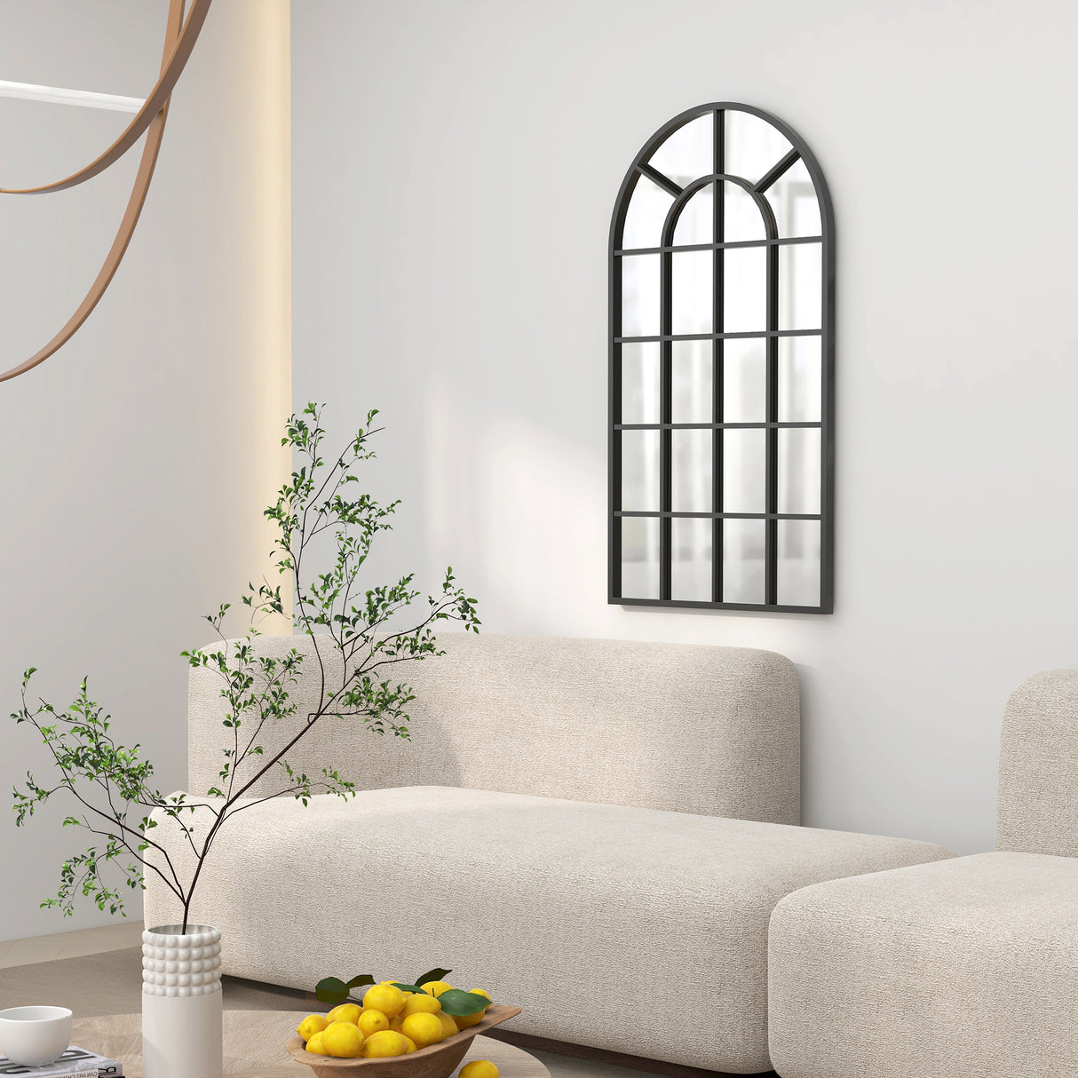 easycomfort easycomfort specchio ad arco per casa e ufficio con montaggio a parete in vetro e metallo 62x2 5x110 cm nero