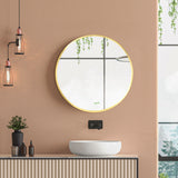 easycomfort easycomfort specchio bagno rotondo con cornice da parete in lega di alluminio 50x2cm oro