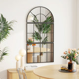 easycomfort easycomfort specchio da parete ad arco stile finestra per camera da letto e ingresso 76x43 cm nero