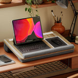 easycomfort easycomfort supporto per laptop da 15 6 con tappetino mouse e poggia polsi slot per tablet e smartphone rovere