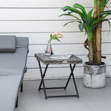 easycomfort easycomfort tavolino da giardino pieghevole salvaspazio in rattan sintetico e acciaio 40x40x40cm grigio