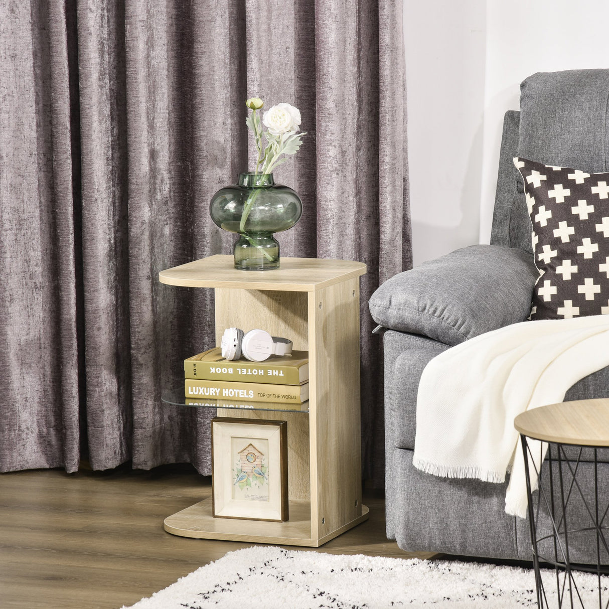 easycomfort easycomfort tavolino da salotto moderno e multiuso in legno e vetro per soggiorno o camera 40x40x56cm