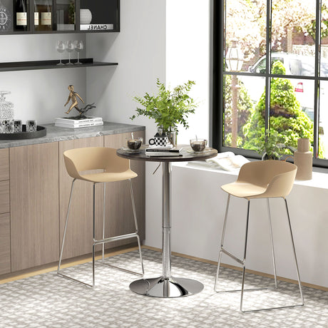 easycomfort easycomfort tavolo alto da bar con altezza regolabile piano girevole e base in acciaio 60x69 91cm marrone