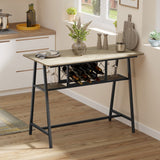 easycomfort easycomfort tavolo da bar industriale da 10 bottiglie in truciolato e acciaio 120x60x91 cm nero e color legno