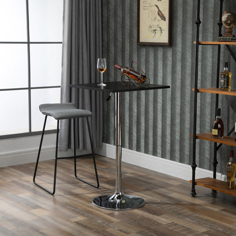 easycomfort easycomfort tavolo quadrato regolabile in altezza metallo e mdf tavolino da bar cucina soggiorno nero 60x60x69 93cm ean 8054144131962