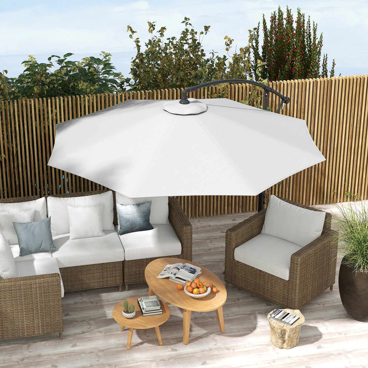 easycomfort easycomfort telo per ombrellone da 295 cm in poliestere bianco resistente allacqua con presa daria superiore