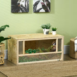 easycomfort easycomfort terrario per rettili in legno con porte in vetro scorrevoli e pannelli in rete 40x80x40 cm