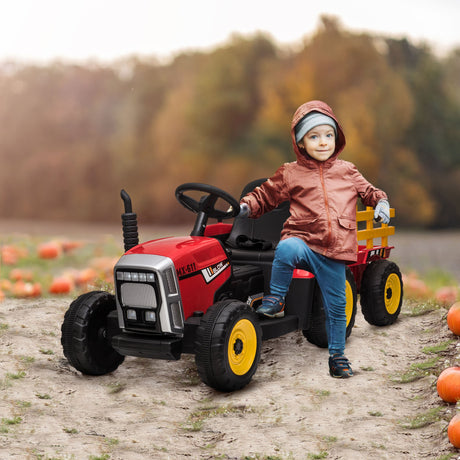 easycomfort easycomfort trattore elettrico per bambini 3 6 anni con rimorchio rimovibile batteria 12v e telecomando rosso