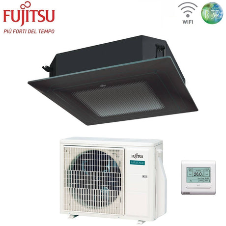 fujitsu condizionatore a cassetta fujitsu kr eco circular flow black 18000 btu auxg18krlb r 32 wi fi optional con griglia e filocomando