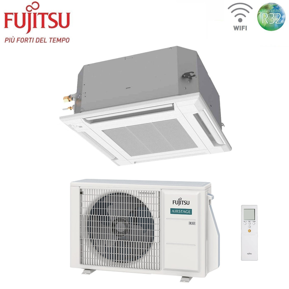 fujitsu condizionatore a cassetta fujitsu kv eco 18000 btu auxg18kvla r 32 wi fi optional con griglia e telecomando