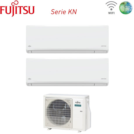fujitsu condizionatore fujitsu dual split inverter kn airstage 77 con aoeg14kbca2 r 32 wi fi integrato