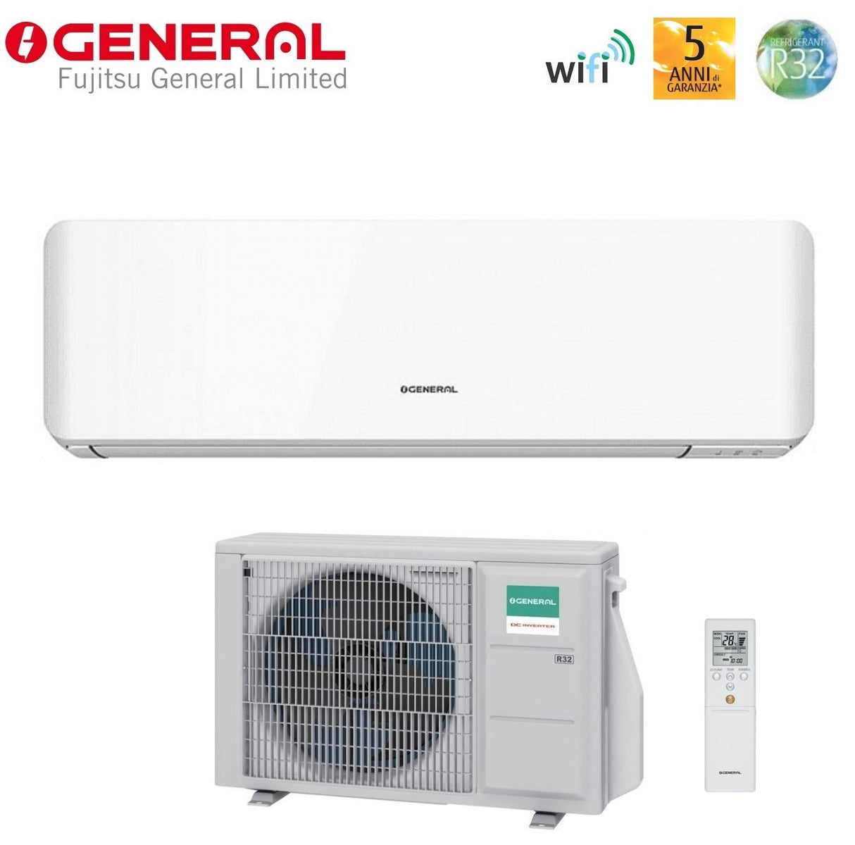 general fujitsu condizionatore general fujitsu inverter serie standard km 12000 btu ashh12kmcg r 32 wi fi integrato