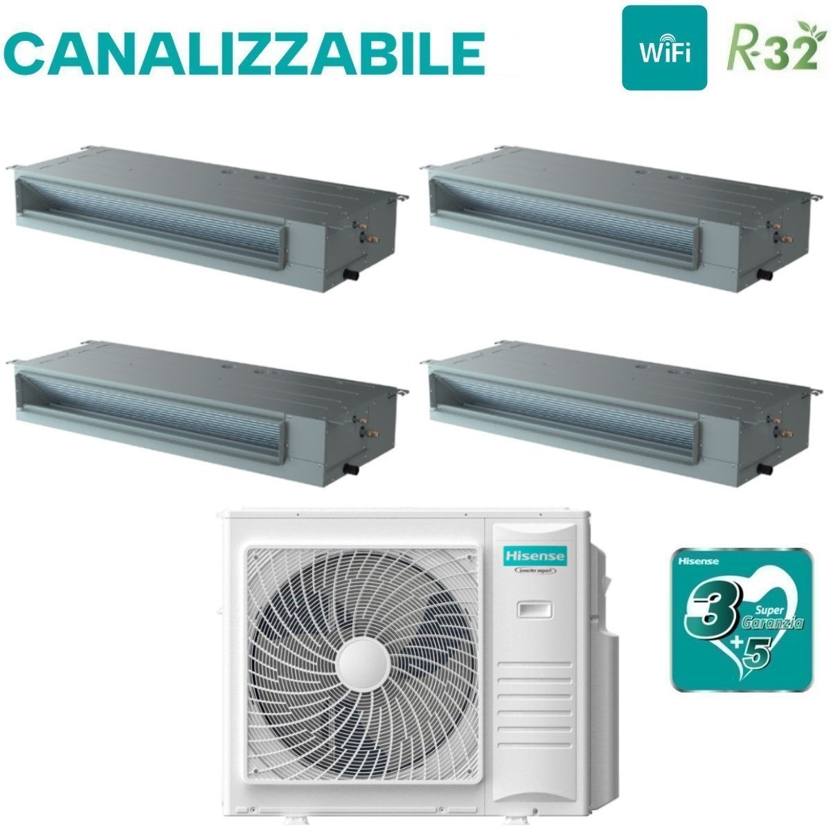 hisense climatizzatore condizionatore hisense quadri split inverter canalizzato canalizzabile 12121212 con 4amw105u4raa r 32 wi fi optional 12000120001200012000 con telecomando di serie