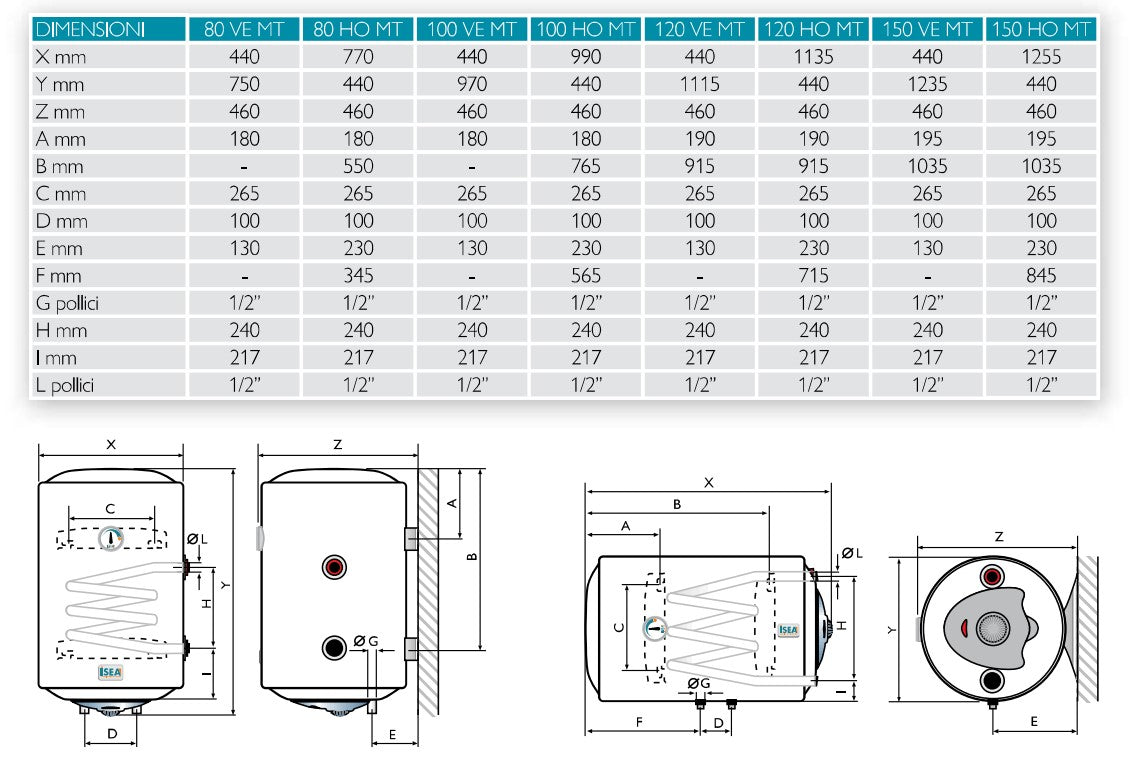 isea scaldabagno termoelettrico verticale isea swing plus mix heating ve 1005 dx e430u37i attacco a destra garanzia di 5 anni