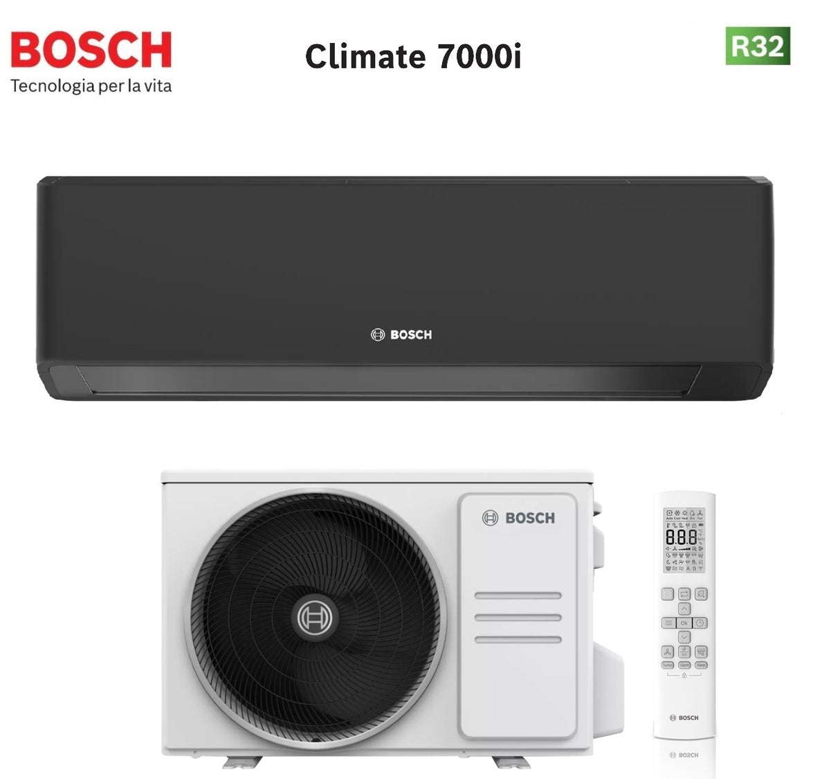junkers bosch condizionatore bosch climate 7000i black 12000 btu cl7000i set 35 eb r 32 wi fi integrato