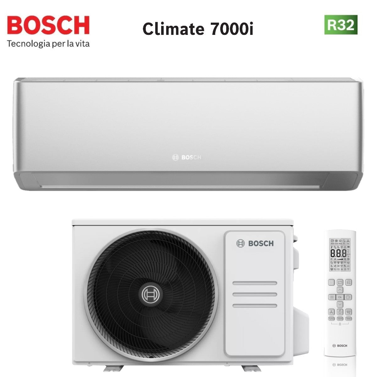 junkers bosch condizionatore bosch climate 7000i silver 12000 btu cl7000i set 35 e r 32 wi fi integrato
