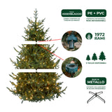 le stelle albero di natale artificiale verde h 180cm x l 145cm super folto con 400 luci led 20 luci flash incorporate e base a croce in metallo