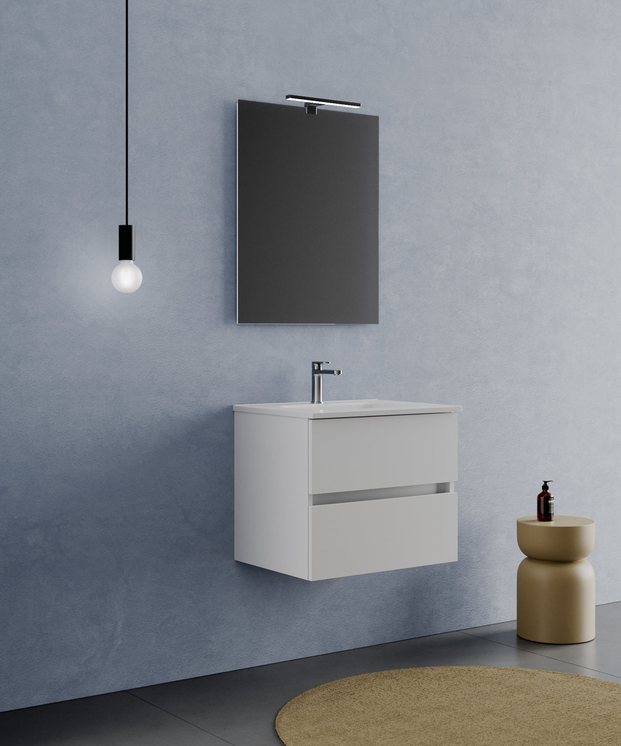 legnox consolle bagno legnox crea 60 cm bianco neve 2 cassetti lavabo specchio e lampada