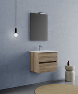 legnox consolle bagno legnox crea 60 cm rovere 2 cassetti lavabo specchio e lampada