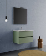 legnox consolle bagno legnox crea 80 cm verde con 2 cassetti lavabo specchio e lampada
