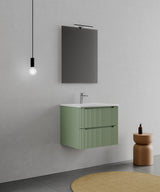legnox consolle bagno legnox rigo 60 cm verde con 2 cassetti lavabo specchio e lampada