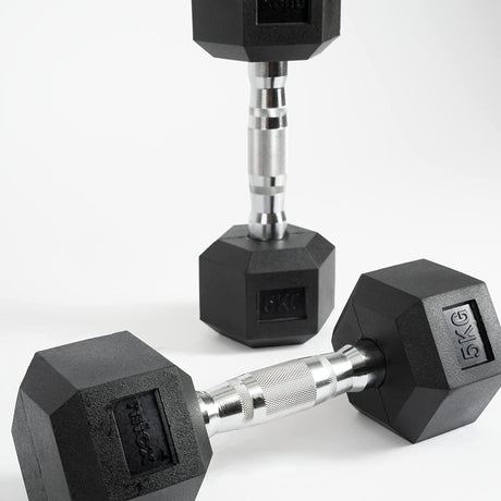 manubri da palestra nilox nxdumbbell5 5 kg cad.1 con rivestimento in gomma impugnatura acciaio