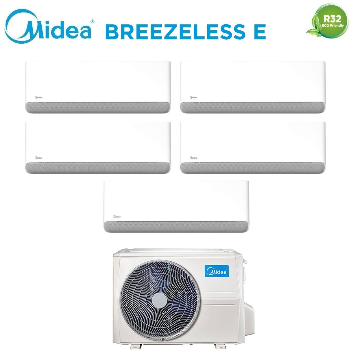 midea condizionatore penta split midea breezeless e 912121212 con m5oe 42hfn8 q r 32 wi fi integrato