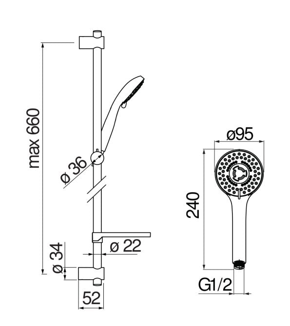 nobili asta murale per doccia nobili cromato