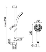 nobili asta murale per doccia nobili cromato