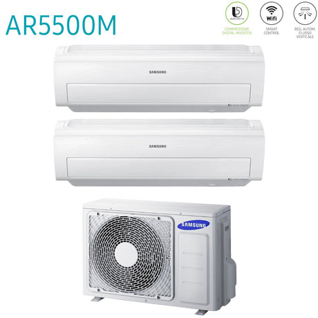 offerta climatizzatore condizionatore samsung dual split inverter serie ar5500m 7_7 con aj050fcj2eh eu r 410 wi fi integrato 7000_7000