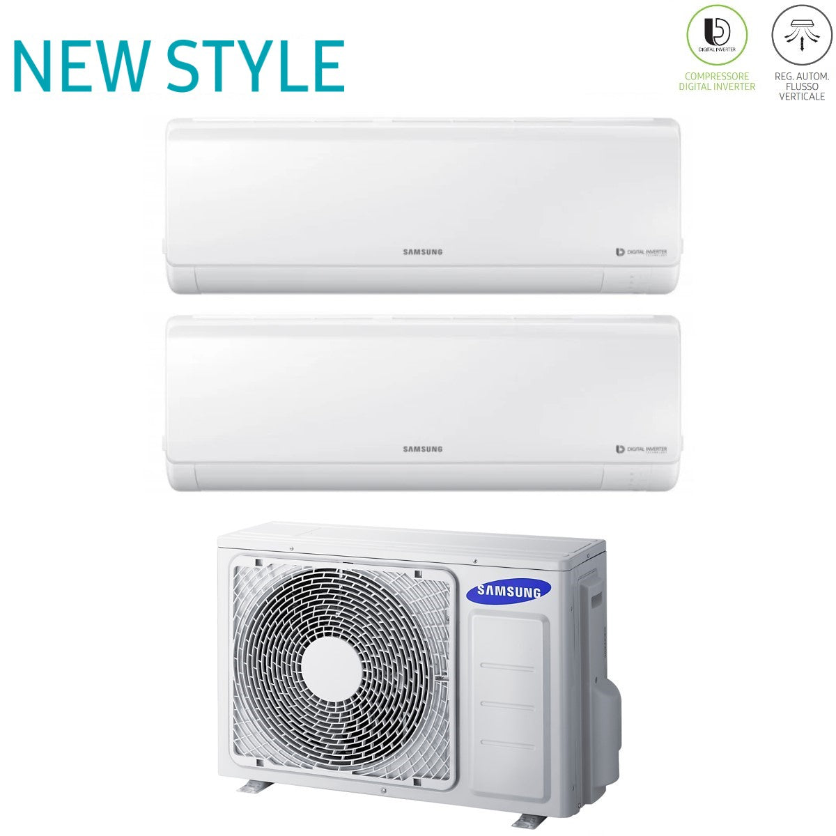 offerta climatizzatore condizionatore samsung dual split inverter serie new style 7_7 con aj050fcj2eh eu r 410 7000_7000