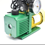 pompa vuoto bistadio klimaline con vacuometro e valvola solenoide per impianti gas hfo   r32   r410   r1234yf 50 l min motore antideflagrante per condizionamento climatizzatore