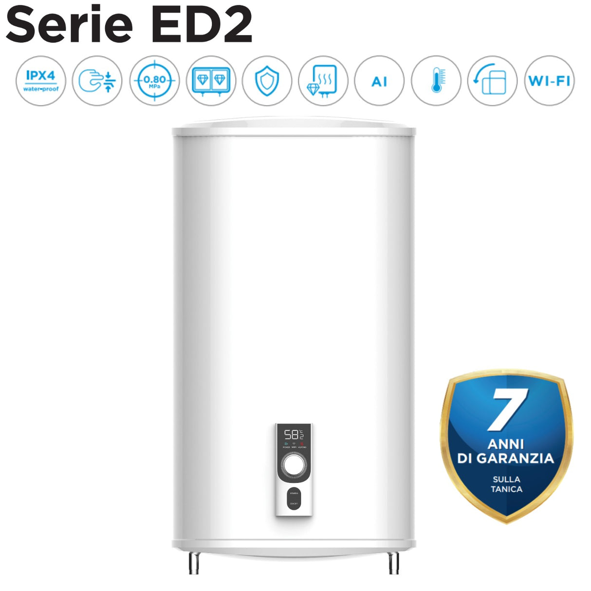 scaldabagno elettrico midea d50 15ed2 da 47 litri wi fi integrato 1500 w
