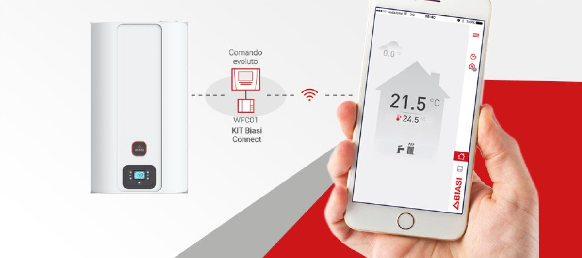 biasi caldaia a condensazione biasi dina 35 metanogpl wi fi optional completa di kit scarico fumi