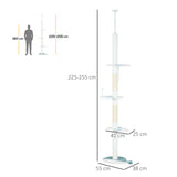 easycomfort easycomfort albero tiragraffi per gatti a soffitto con palo regolabile da 225 255 cm pallina e piattaforme bianco