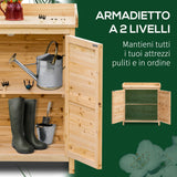 easycomfort easycomfort armadietto da esterno a 2 ripiani in legno di abete con design rialzato e 2 ante 83x40x92 cm
